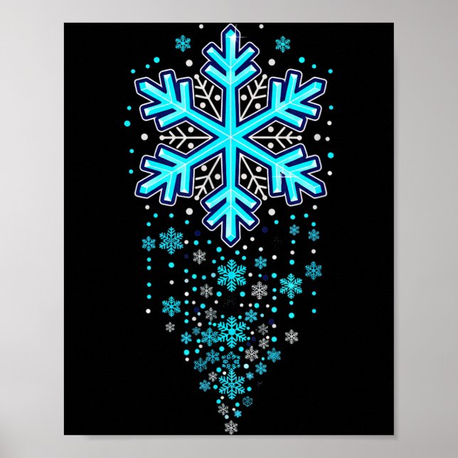 Winter Holiday Apparel - Blue Snowflake Cascade, I Poster (Vorne)
