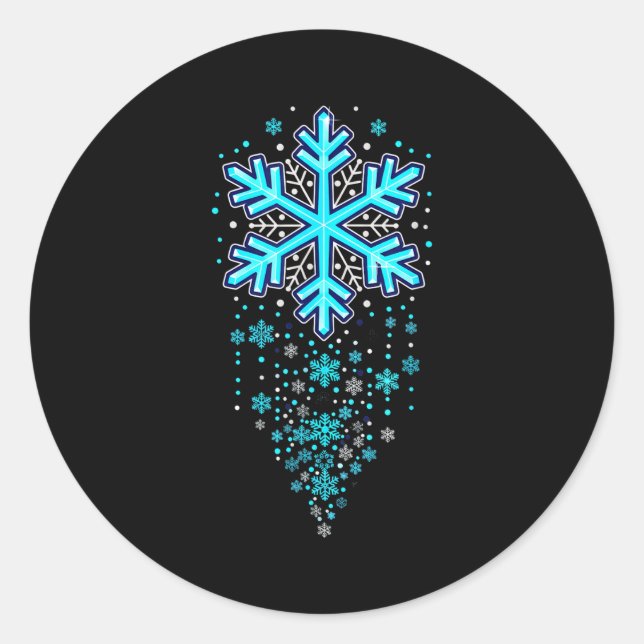 Winter Holiday Apparel - Blue Snowflake Cascade, I Runder Aufkleber (Vorderseite)