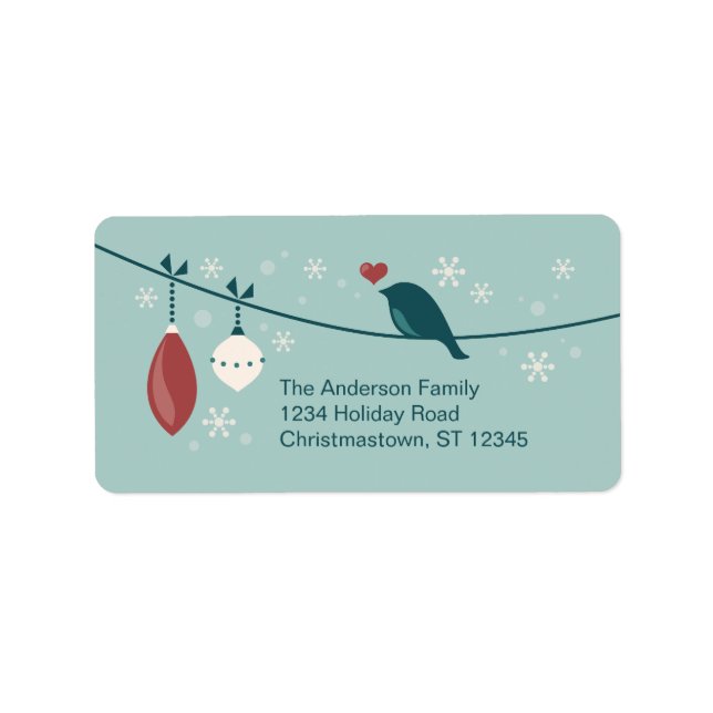Winter Holiday Bird Adressaufkleber (Vorne)