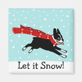 Winter Holiday Boston Terrier Lassen Sie es nach e Magnet