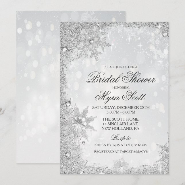 Winter Holiday Bridal Dusche Einladung (Vorne/Hinten)