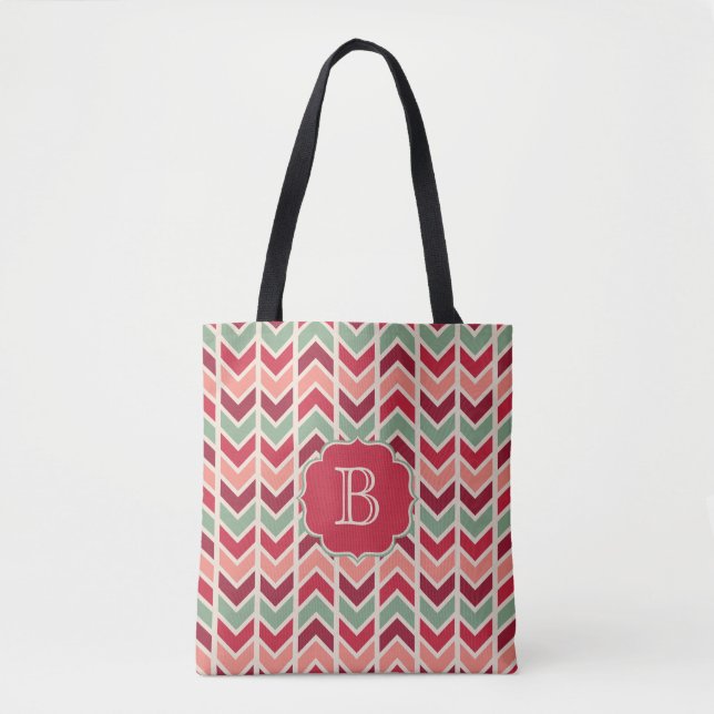 Winter Holiday Chevrons Muster mit Monogram (Vorderseite)