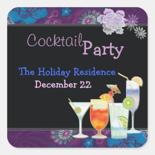 Winter Holiday Cocktail Party Einladung Quadratischer Aufkleber