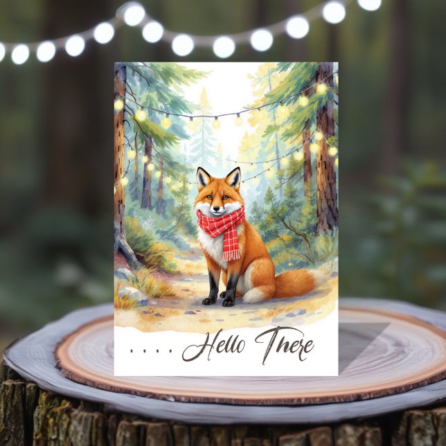 Winter Holiday Fox Karte (Bring a touch of woodland magic to your holiday season with this charming illustration of a fox.)