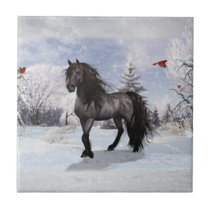 Winter Holiday Friesian Horse 2024 Fliese