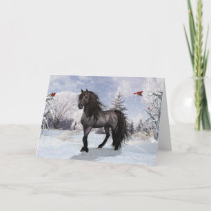 Winter Holiday Friesian Horse 2024 Karte