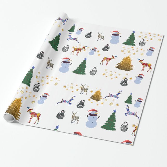 Winter Holiday Glossy Wrapping Paper, 30 in x 2 ft Geschenkpapier (Ungerollt)