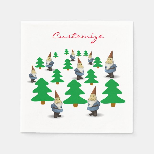 Winter Holiday Gnomes Weihnachtsbaumen Thunder_Cov Serviette (Vorderseite)