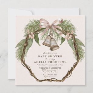 Winter Holiday Greenery   Boho Baby Shower Einladung