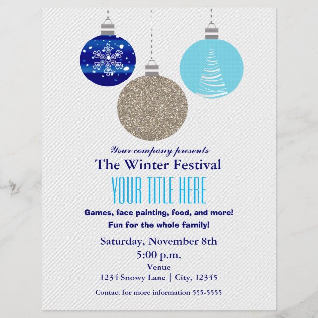 Winter Holiday Hanging Ornament Event Flyer Poster (Vorne)