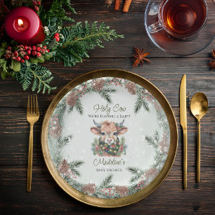 Winter Holiday Highland Heilige Kuh Baby Dusche Pappteller