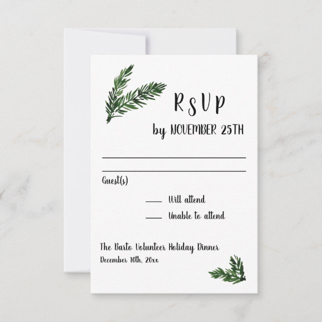 Winter Holiday Party Event Empfang Response UAWG RSVP Karte (Vorderseite)