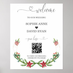 Winter Holiday Pine Cons Weihnachtsunterschrift Poster