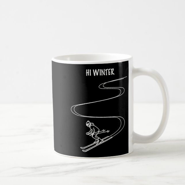 Winter Holiday Ski Line Art Christmas X-mas Skiing Kaffeetasse (Rechts)