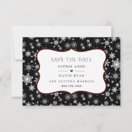 Winter Holiday Snowflakes Red Buffalo Wedding Save The Date