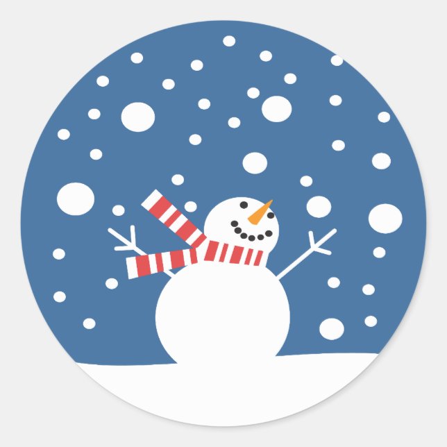 Winter Holiday Snowman Runder Aufkleber (Vorderseite)