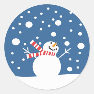 Winter Holiday Snowman Runder Aufkleber