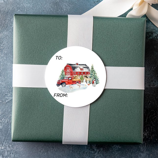 Winter Holiday Stall Tiere Runder Aufkleber (Von Creator hochgeladen)