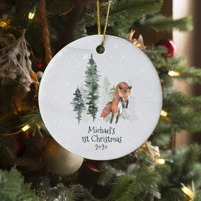 Winter Holiday Woodland Fox 1. Weihnachten Keramik Ornament (Von Creator hochgeladen)