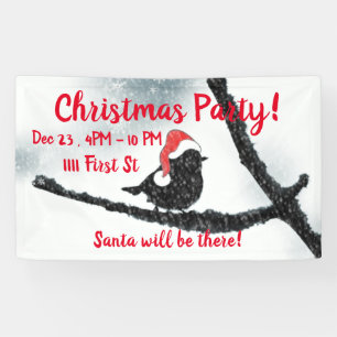 Winter Holidays Bird Snowy Branch Banner