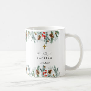 Winter Holidays Grüne Gold Cross Boy Taufe Kaffeetasse