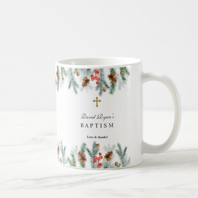 Winter Holidays Grüne Gold Cross Boy Taufe Kaffeetasse (Rechts)