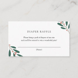 Winter Holly Branches Diaper Raffle-Einsteckkarte Begleitkarte