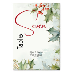 Winter Holly und Berries Tischnummer