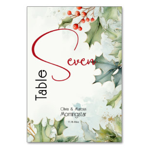 Winter Holly und Berries Tischnummer