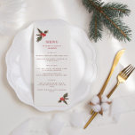 Winter Holly Wedding Menu Menükarte<br><div class="desc">Festliche Hochzeitsmenüs mit zwei Variationen von holzroten und grünen Blätter. Personalisieren Sie mit Ihren Namen und Hochzeitsdatum in rot und Menü.</div>