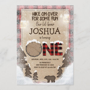 Winter-Holzfäller-Geburtstags-Einladungs-Waldland Einladung