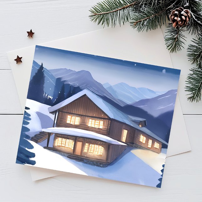 Winter-Holzhütte Postkarte (Von Creator hochgeladen)