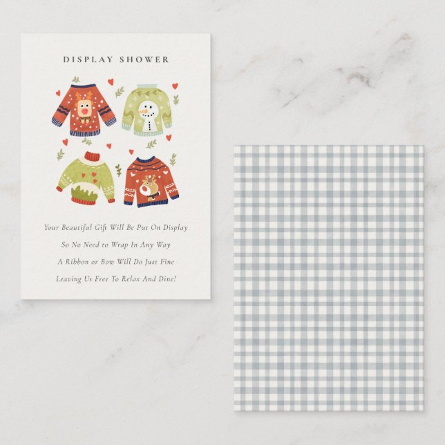 Winter Hört Ugly Sweater Display Babydusche Begleitkarte (Vorne/Hinten)