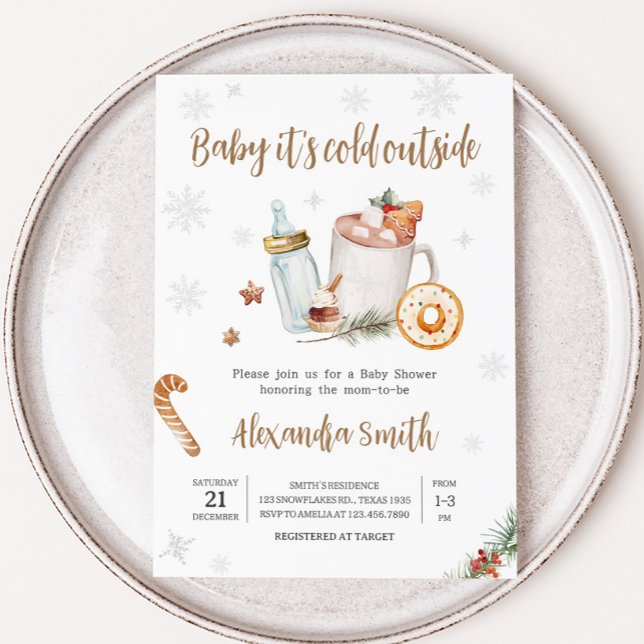 Winter Hot Cocoa Baby mit kalter Außendusche Einladung (Baby Its Cold Outside Baby Shower Invitation)