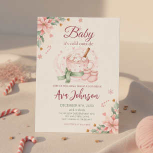 Winter Hot Cocoa Babyparty-Einladung Rosa Einladung