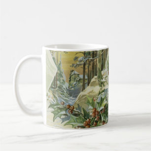 Winter House Vintage Illustration Kaffeetasse