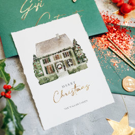 Winter House Watercolor Weihnachten