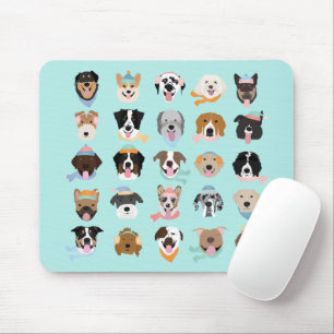 Winter Hund Gesichter Mousepad