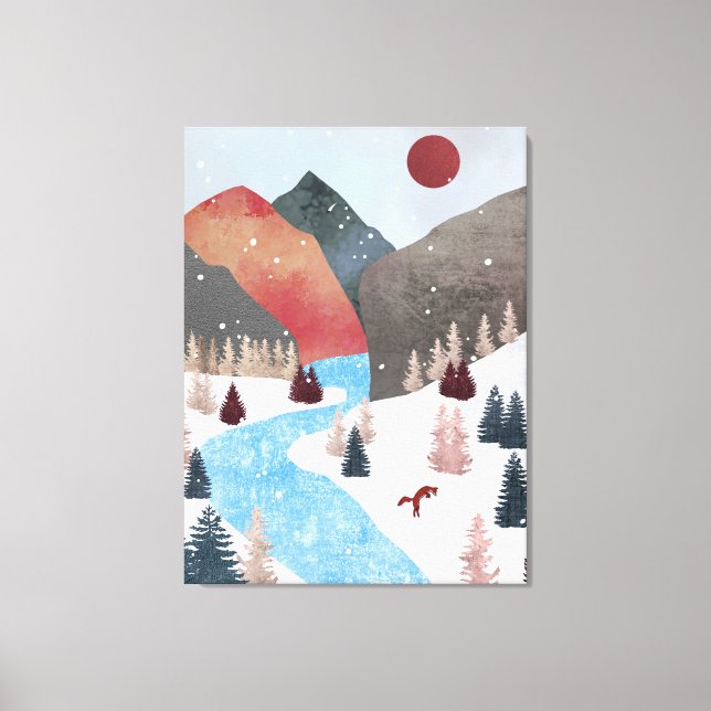 Winter Hunting Fox Leinwanddruck (Vorderseite)