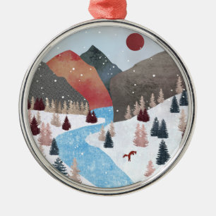 Winter Hunting Fox Ornament Aus Metall