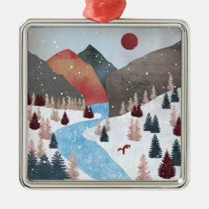 Winter Hunting Fox Ornament Aus Metall