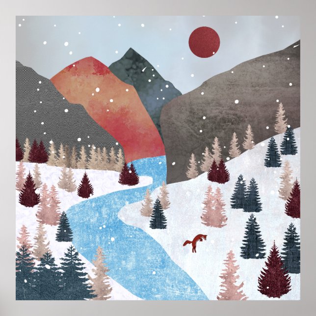 Winter Hunting Fox Poster (Vorne)