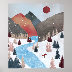 Winter Hunting Fox Poster