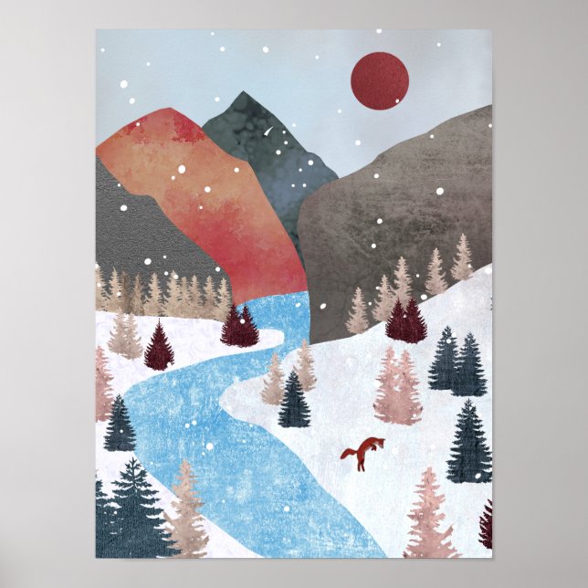 Winter Hunting Fox Poster (Vorne)
