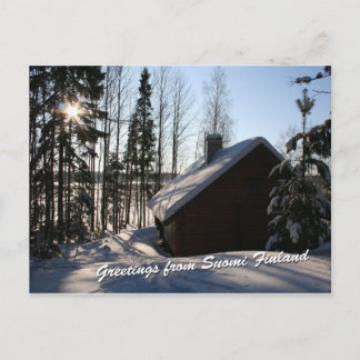 Winter-Hütte in Finnland Postkarte