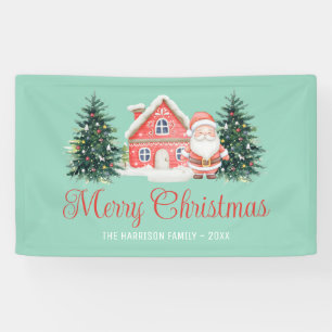 Winter Hütte Weihnachtsbaumen Santa Green Banner