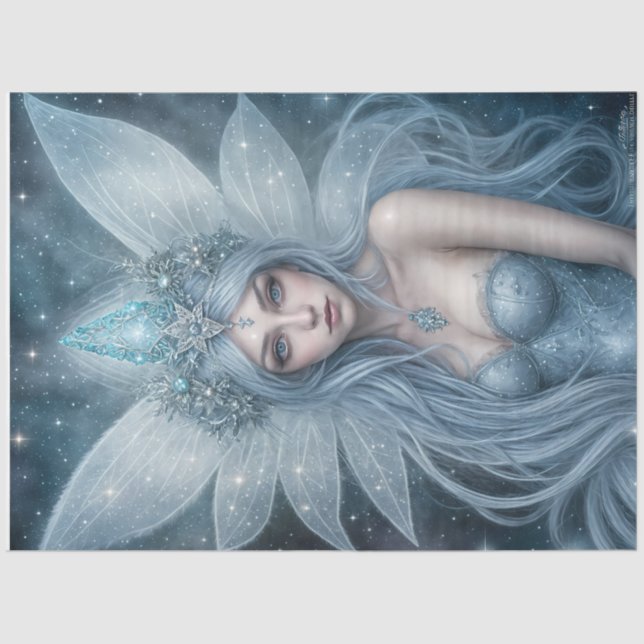 Winter Ice Fairy Queen with Crystal Wings Fantasy  Seidenpapier (Vorderseite)