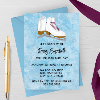 Winter Ice Skates Birthday Invitation Einladung