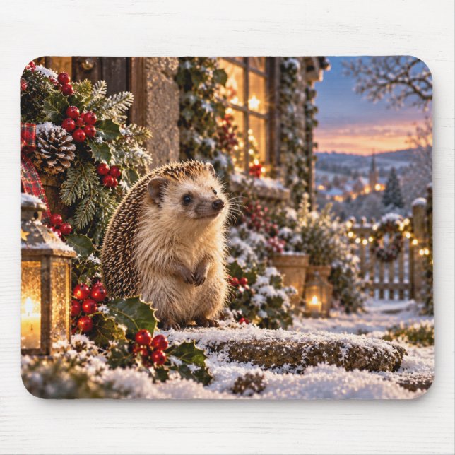 Winter-Igel-Design Mousepad (Vorne)