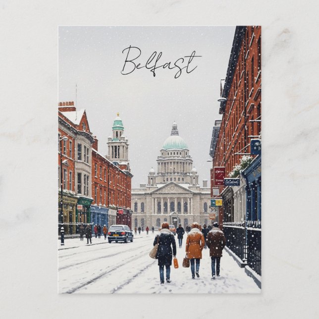 Winter im Belfast Rathaus Postkarte (Vorderseite)